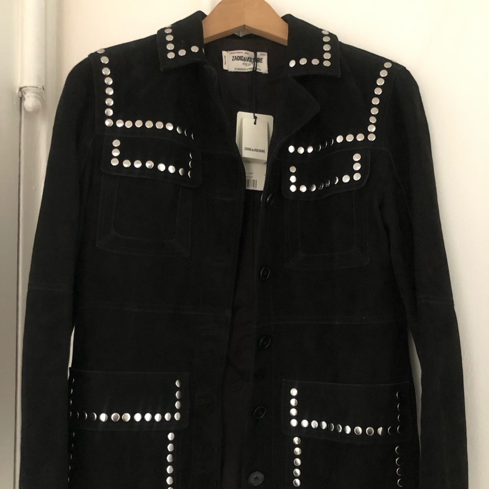 NWT Zadig & Voltaire studded black suede leather jacket !